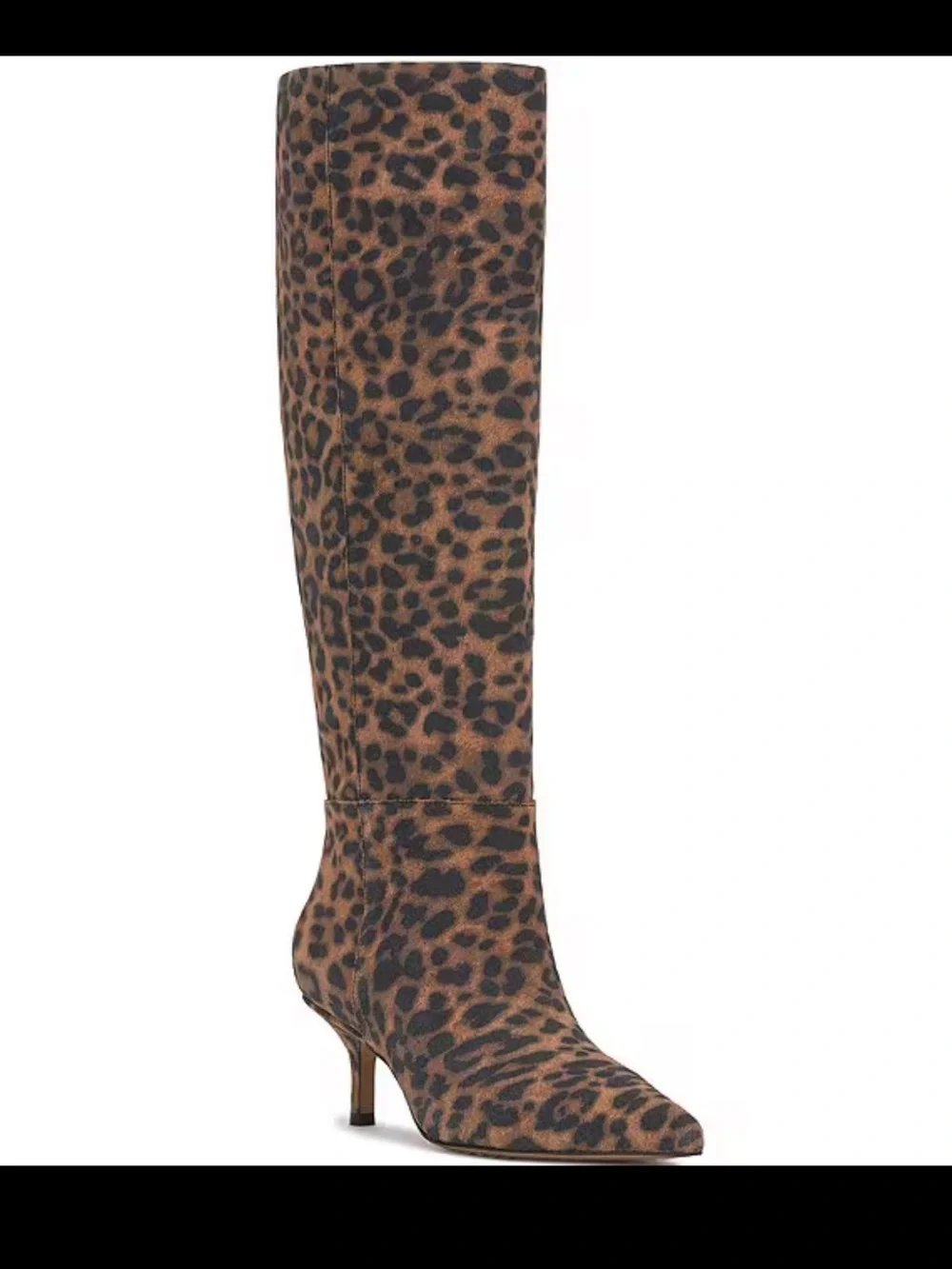Vince Camuto Leopard Print Knee-High Heeled Boots - Brown